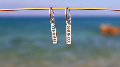 Sterling Silver Moon Phase Hoop Earrings, Minimalist Celestial Jewelry