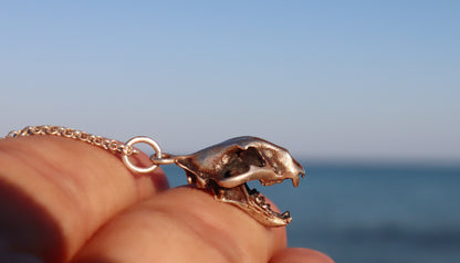 Sterling Silver Saber-Toothed Tiger Skull Necklace