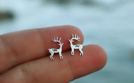 Deer Stud Earrings – Sterling Silver