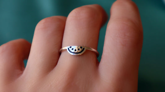 Sterling Silver Watermelon Ring, Minimalist Statement Jewelry