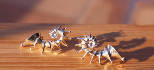 Sterling Silver Spiral Seashell Earrings, Boho Geometric Studs