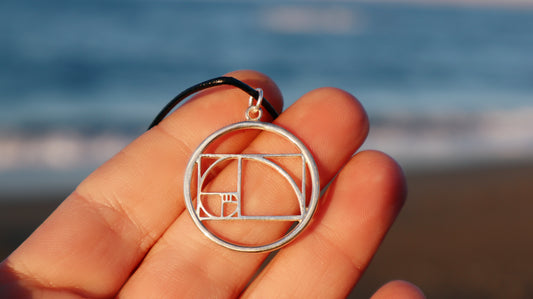 Sterling Silver Unisex Golden Ration Fibonacci Necklace
