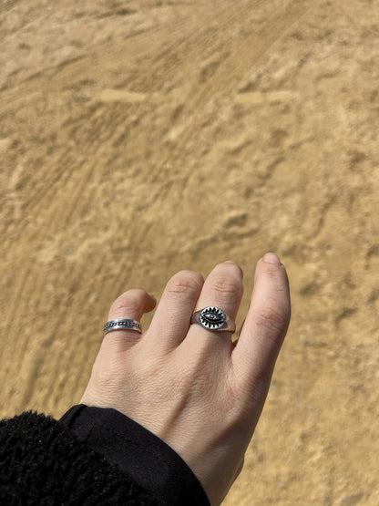 Handmade Sterling Silver Evil Eye Ring Women, Boho Protection Statement Jewelry