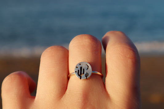 Cactus Moon Ring – Sterling Silver