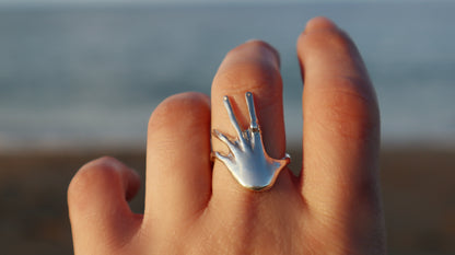 Handmade Sterling Silver Hug Ring, Self Embraced Statement Jewelry
