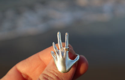 Handmade Sterling Silver Hug Ring, Self Embraced Statement Jewelry