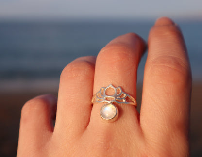 Sterling Silver Lotus Flower Ring for Women