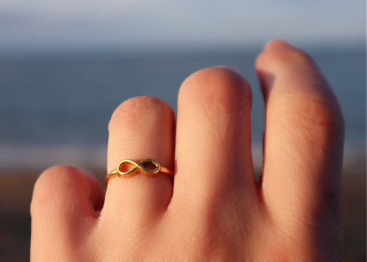 Golden Brass Infinity Ring Woman, Minimalist Statement Jewelry