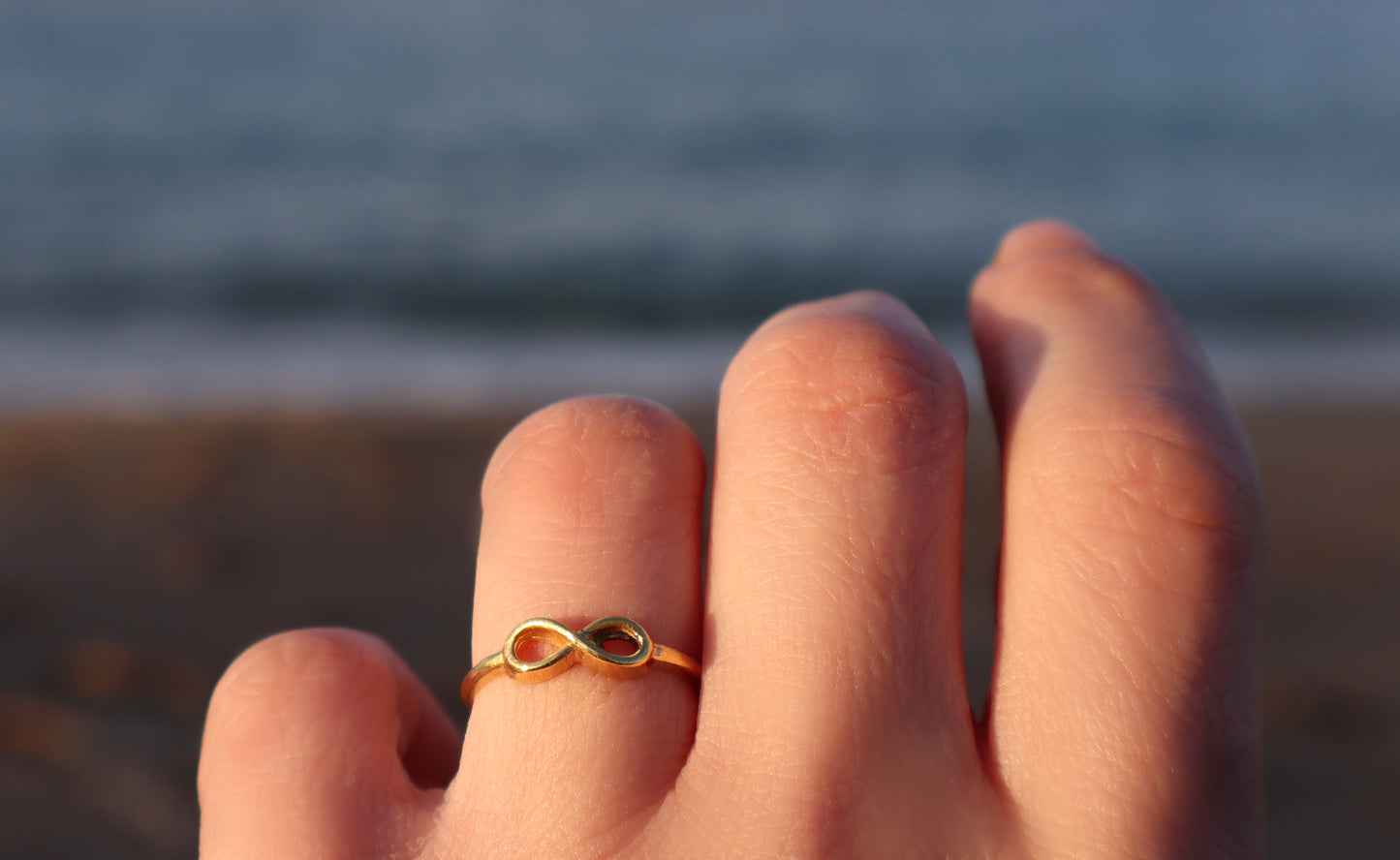 Golden Brass Infinity Ring Woman, Minimalist Statement Jewelry