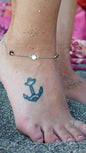 Sterling Silver Sun and Moon Tiger's eye Anklet Woman