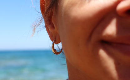 Crescent Moon Hoop Earrings – Sterling Silver