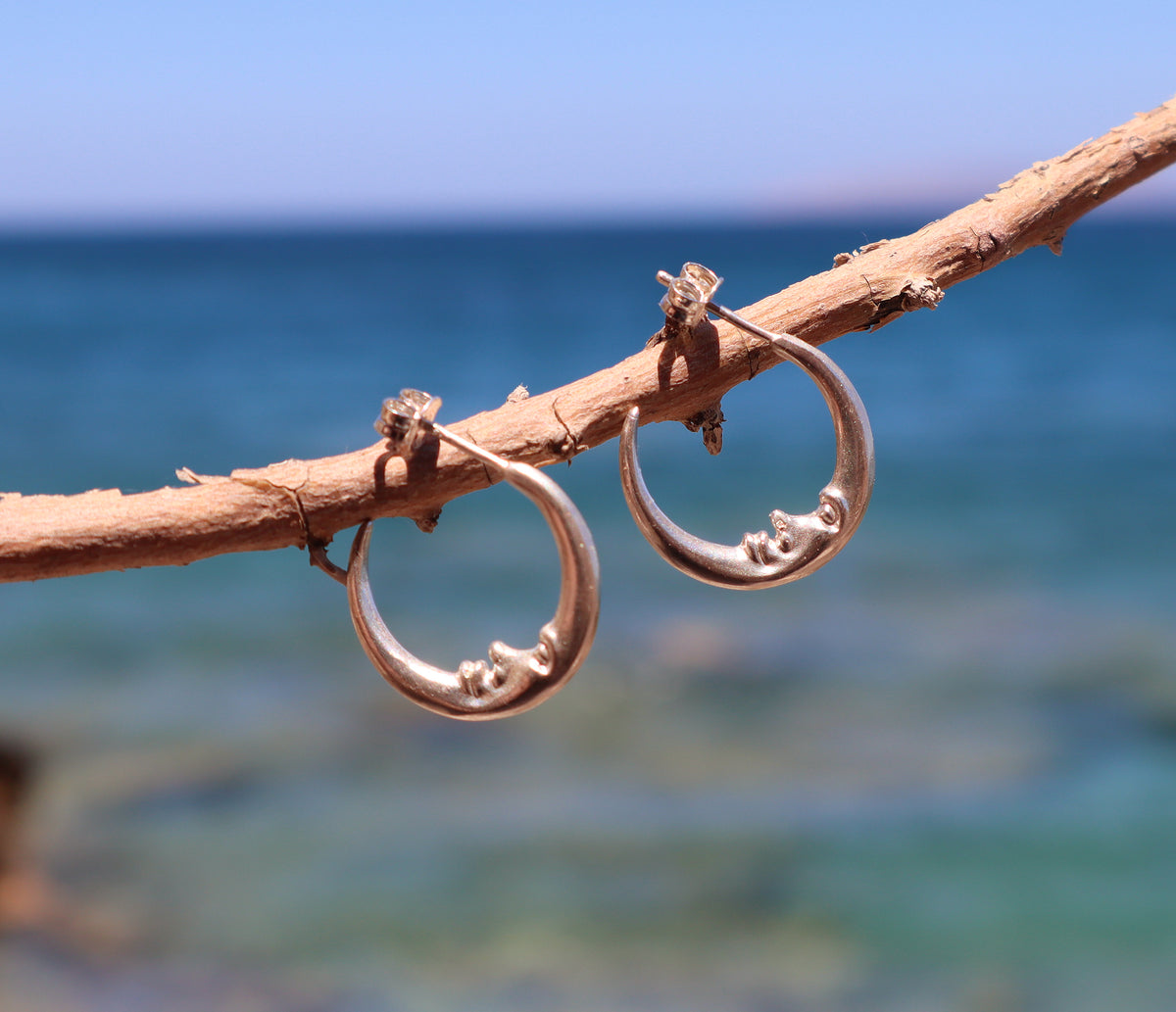 Crescent Moon Hoop Earrings – Sterling Silver
