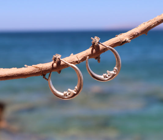 Crescent Moon Hoop Earrings – Sterling Silver
