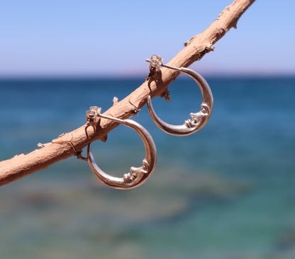 Crescent Moon Hoop Earrings – Sterling Silver