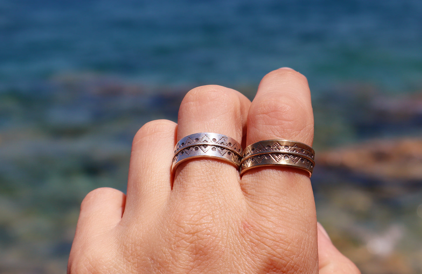Handmade Sterling Silver Rings, Hammered Wide Band Rings, Statement Jewelry