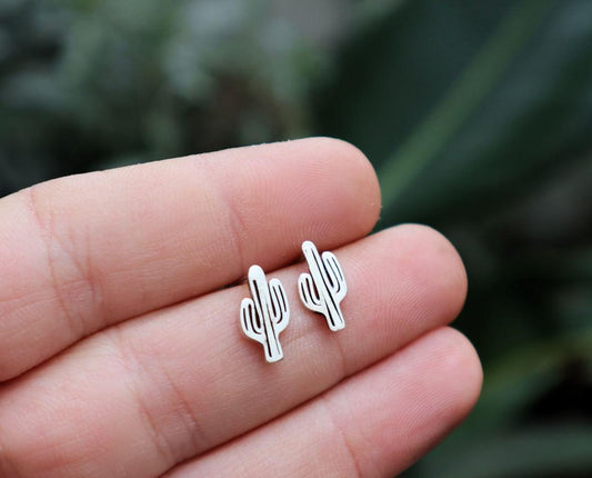 Cactus Stud Earrings – Sterling Silver