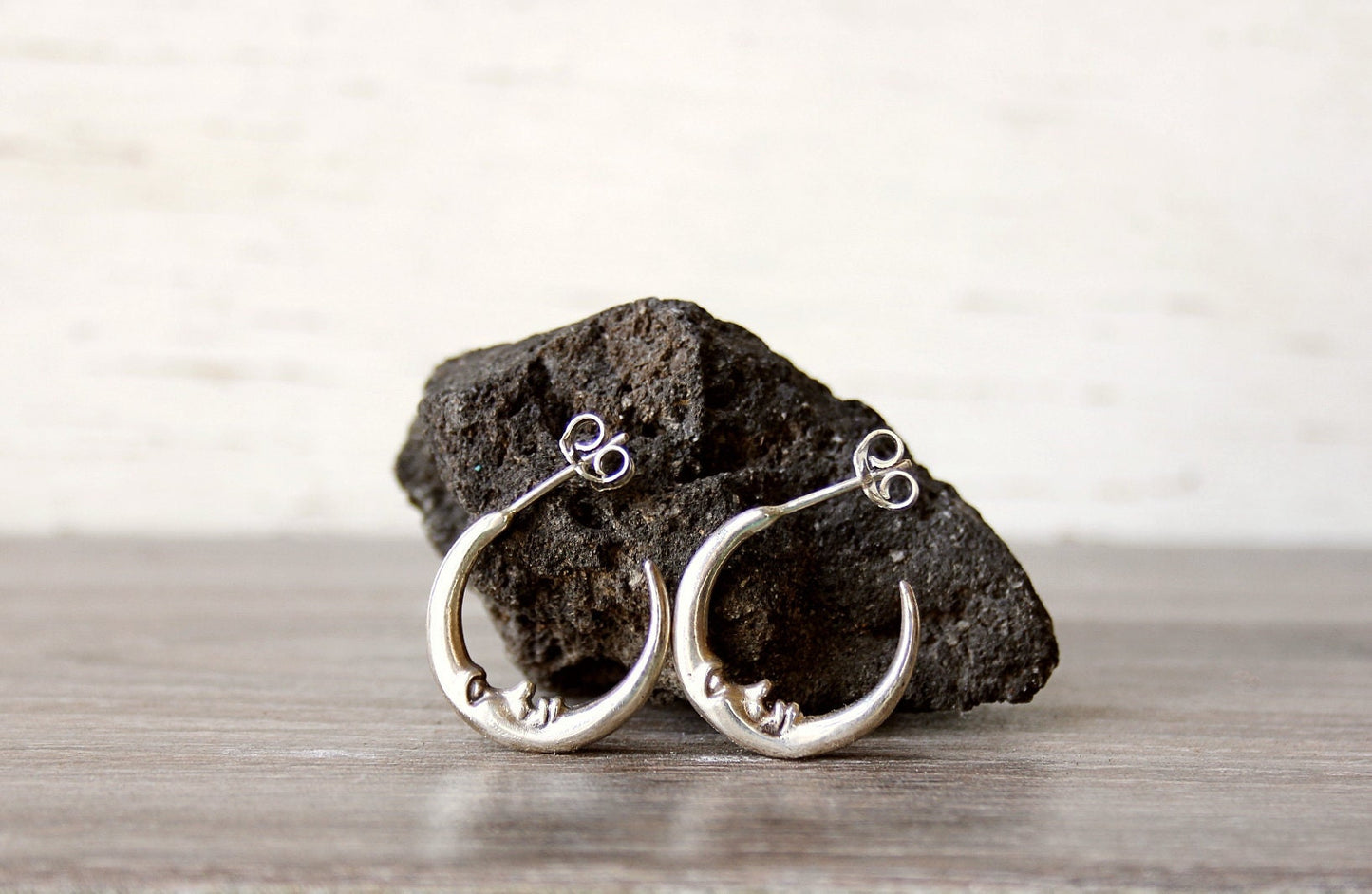 Sterling silver crescent moon earrings