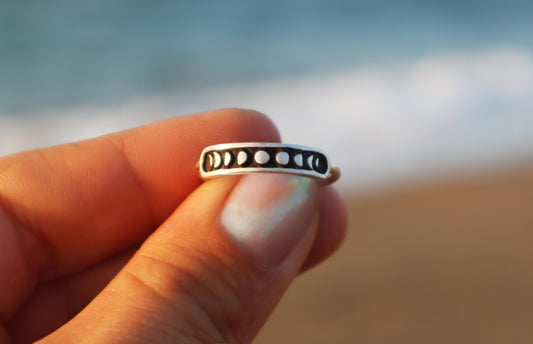 Sterling Silver Moon Phase Lunar Cycle Ring