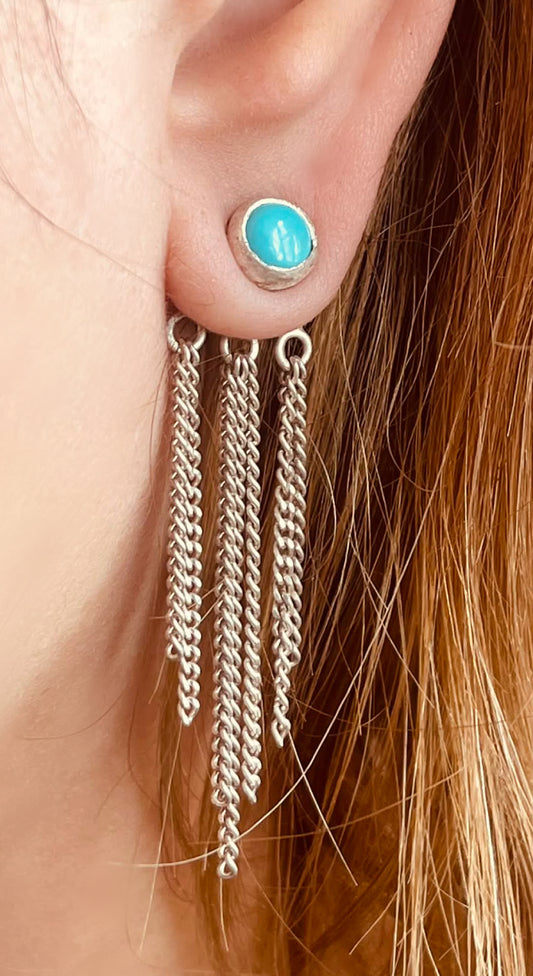Turquoise Chain Drop Earrings – Sterling Silver