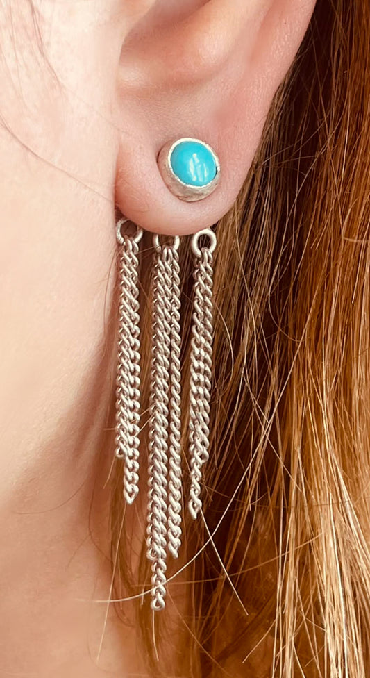 Turquoise Chain Drop Earrings – Sterling Silver