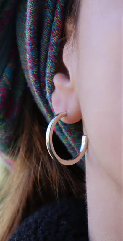 Sterling Silver Solid Simple Plain Hoop Earrings for Women