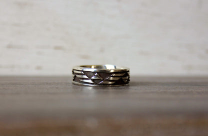 Sterling Silver Wide Bold Aztec Ring Men