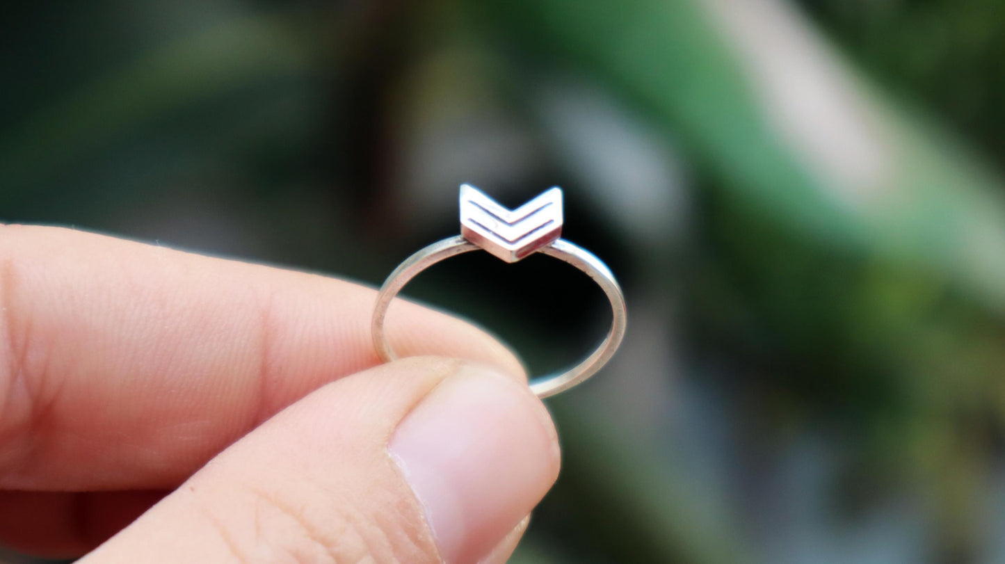 Sterling Silver Chevron Aztec Arrow Ring Women