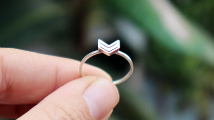 Sterling Silver Chevron Aztec Arrow Ring Women