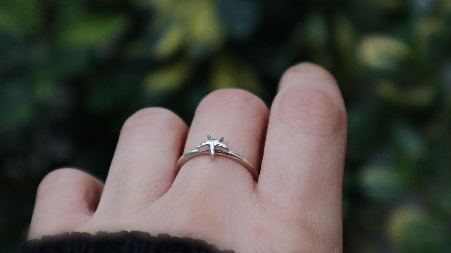Sterling Silver Starfish Ring Women