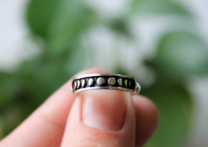 Sterling Silver Moon Phase Lunar Cycle Ring
