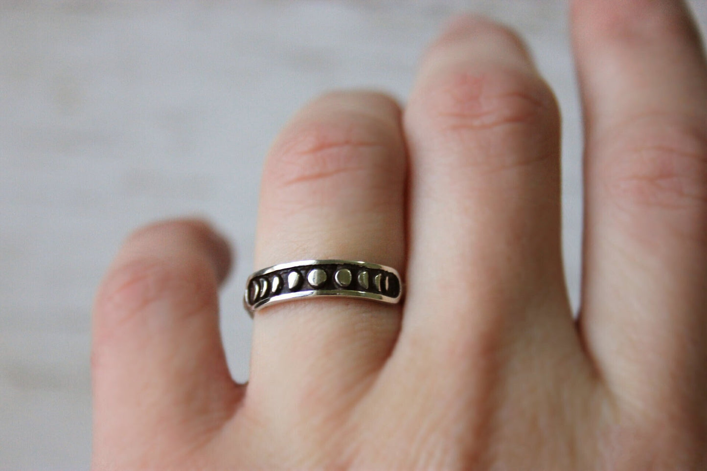 Sterling Silver Moon Phase Lunar Cycle Ring