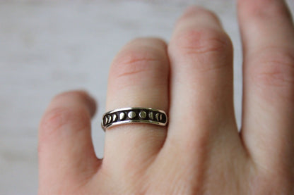 Sterling Silver Moon Phase Lunar Cycle Ring