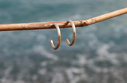 Sterling Silver Solid Simple Plain Hoop Earrings for Women