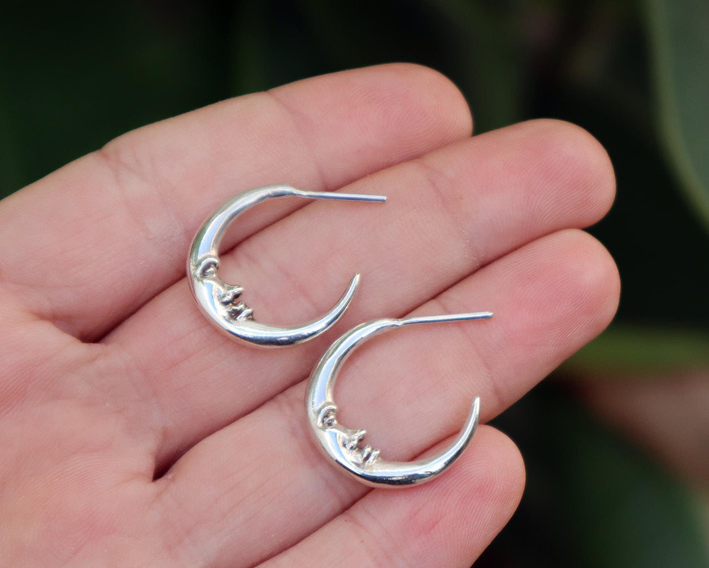 Sterling silver crescent moon earrings