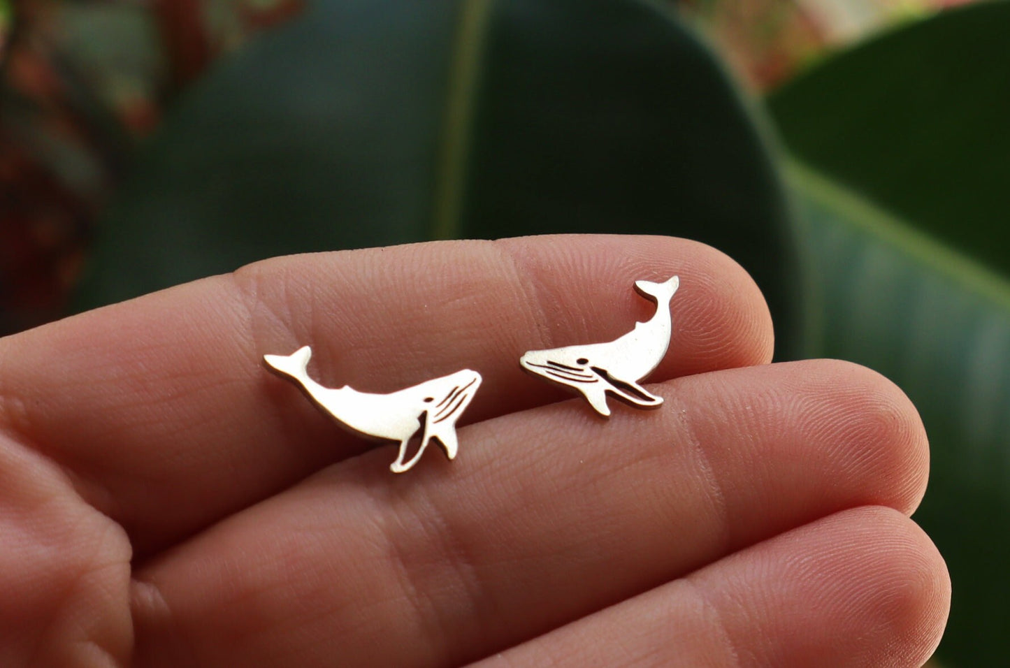 Sterling Silver Humpback Whale Studs Earrings