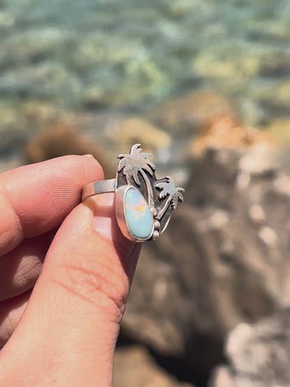 Palm Tree Opal Ring – Sterling Silver