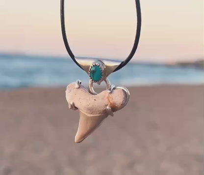 Sterling Silver Shark Tooth Turquoise Necklace