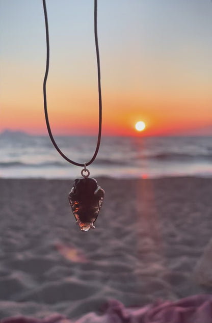 Aztec Arrowhead Obsidian Necklace – Sterling Silver