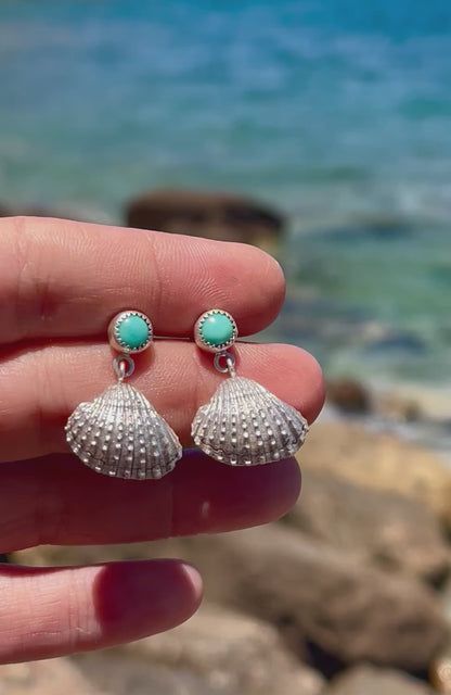 Seashells Turquoise Earrings – Sterling Silver